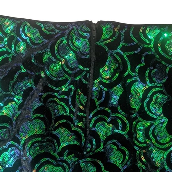 H&M Black Velvet Sequin Mermaid Mini Skirt Size Womens Small Side Zip New Other - Picture 5 of 5